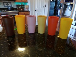 Tupperware 873 Tumblers Vtg 12oz Rose Harvest USA Lot of 6 - $18.44