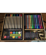 Vintage 51 Piece COLORAMA Colored Pencil Watercolor Pens Pastels Set in ... - £7.83 GBP