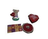 Hallmark Hinged Heart Rose Trinket Box Red 3&quot; Vintage, Mirror &amp; Mouse Fi... - £10.85 GBP