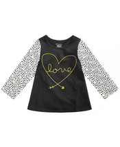 First Impressions Infant Girls Dotty Love Graphic Tunic,Deep Black,3-6 Months - £7.04 GBP