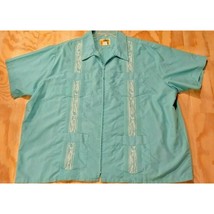 Genuine Haband Guayabera Teal Cuban SS 4XXL Embroidered Wedding Beach - £13.87 GBP