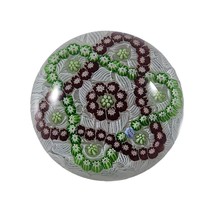 Parabelle 1990 Red Green Trefoil Millefiori White Lace Glass Paperweight... - £339.71 GBP