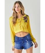 Women&#39;s Floral Embroidered Cropped Sweatshirt - €23,79 EUR