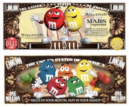 ✅ Pack of 100 M&amp;M&#39;s Chocolate Candy 1 Million Dollar Bills Collectible Novelty ✅ - £19.37 GBP