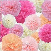 PomPom Petals: 22-Piece Paper Flower Set - Pink, Light Pink, Hot Pink, I... - $35.63