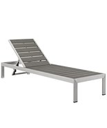 Modway Shore Aluminum Outdoor Patio Chaise Lounge Chair in Silver Gray - $507.85 CAD