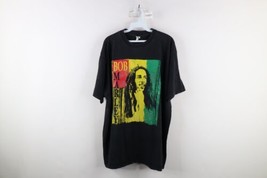 Vintage Streetwear Mens 2XL Faded Spell Out Bob Marley Band T-Shirt Black Cotton - £39.07 GBP
