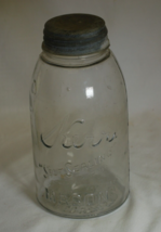 Clear Kerr Mason Glass Canning Jar Ball Zinc Lid 2 Quart Pat 1915 Vintage - £38.78 GBP