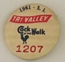TRI VALLEY Cock o&#39; The Walk 1961 S.J. 1-3/4&quot; Pinback Button, Vintage - £12.55 GBP