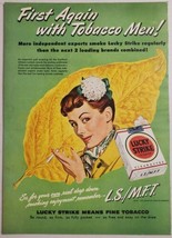 1948 Print Ad Lucky Strike Cigarettes Pretty Lady Smokes Luckies - £12.33 GBP