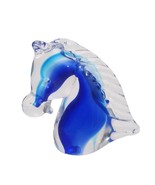 vintage Murano Art Glass Horse Head Clear Cobalt Blue 3” Paperweight Fig... - £18.44 GBP