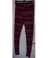 Women&#39;s Rue 21 Leggings Size S/M Burgundy Black Snowflakes NEW - $17.27 CAD