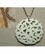 Monet Necklace 28-29&quot; Etruscan Greek chain gold tone with White Brooch p... - €15,40 EUR
