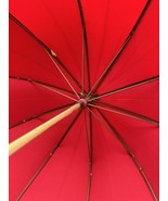 Antique Vintage 50’s Classic Red Umbrella Leather Handle Brass Case - €63,16 EUR