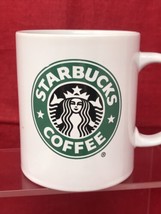 Starbucks White Ceramic Coffee 12oz Mug with Big Green Mermaid Logo 2008 - £6.15 GBP