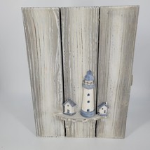 Key Keeper Box Hand Painted  Wood Wall-Hung Nautical Theme Beach House D... - $12.39