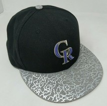 Colorado Rockies Snapback Hat New Era Metallic Animal Print Crackle Brim VTG - £34.48 GBP