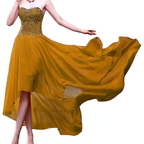 Kivary Women's Beaded High Low Chiffon Formal Prom Dresses Evening Gowns Sweethe