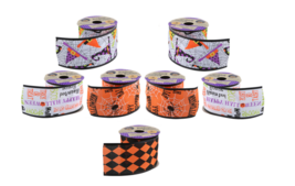 Crafter&#39;s Square Halloween Wired Ribbon, 3-yd. 8 Rolls - £22.81 GBP