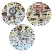 I. Godinger 7.5&quot; Dessert Appetizer Salad Plates Vintage Wine Labels Set 3 Mint - £14.95 GBP