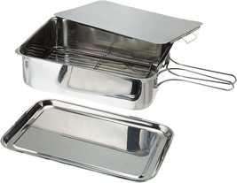 Excelsteel 14 1/2&quot; X 10 1/2&quot; X 4&quot; Silver Stainless Steel Stovetop Smoker. - £33.78 GBP