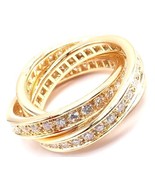 Authentic! Cartier 18k Yellow Gold Diamond Trinity Band Ring Size 5 3/4 ... - £7,822.66 GBP