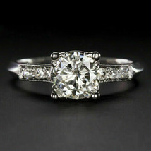 Engagement Ring 1.25Ct Round Cut Simulated Diamond Solid 14k White Gold Size 5 - £210.95 GBP