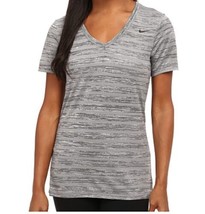 Nike Womens V Neck Legend Shorts Sleeve Top Size X-Small Color Grey - £31.48 GBP