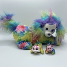 VTG Puppy Surprise Rainbow Dog Stormy TyeDye  Plush Just Play Toy 12&quot; 2 pups - £9.03 GBP