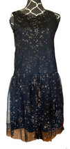 Black Gold Stars Sparkly Tulle Sleeveless Party Holiday Dress XL/TG 14-16 - £13.83 GBP