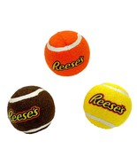 3PK Reeses Tennis Balls Squeaker Dog Toys - £8.46 GBP