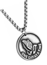 Prayer Medal Stainless Steel Necklace Praying - £37.61 GBP