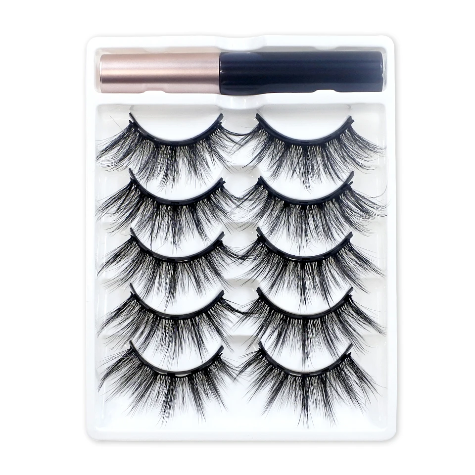 Et 5 pairs magnet lashes pack with magnetic eyeliner waterproof magnetic eyelashes bulk thumb200