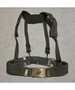 VTG USMC M1956 Horizontal Weave LBE OD Web Belt Size L Suspenders Brass ... - €212,61 EUR