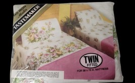Vintage Tastemaker Twin Fitted Sheet Floral No Iron Muslin New - £15.51 GBP