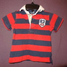 Shirt Striped Football 83 Red Blue Size 3T Boys Healthtex Short Sleeve R... - $6.24