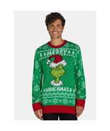 Dr. Suess The Grinch Men&#39;s Ugly Christmas Sweater, Green Size 2XL(50-52) - $50.00 CAD
