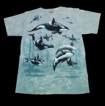 VTG 1997 Liquid Blue Ocean Large T Shirt Orca Killer Whales Shamu 90&#39;s Animals - £123.81 GBP