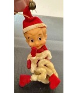Vintage Christmas Knee Hugger Pixie Elf Ornament Chenille Arms &amp; Legs - $372.56 MXN