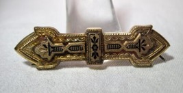 Vintage Antique Black Enamel Gold Filled Brooch Pin K1037 - £67.67 GBP
