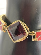 Natural Ruby bracelet gold colored repurposed - £77.76 GBP