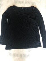 Talbots Small Solid Black Round Neck Rayon Blend Basic Long Sleeve tee - £14.20 GBP