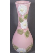 VINTAGE Vase Pink Ceramic White Daisies &amp; Green Vines (read description). - $7.77