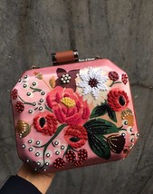 Floral embroidered clutch,wedding gift,gifts for her,designer bag,indian festive - £59.81 GBP