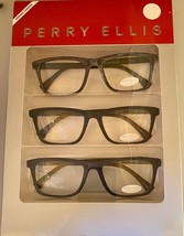 Perry Ellis  Mens 3 Pack Plastic Rectangle Reading Glass PEBX 53 2.5 - £21.64 GBP