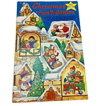Christmas Fun N Games Activity Book Cards Envelopes Ornaments Gift Tags Vintage - £26.15 GBP