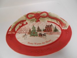 Fitz and Floyd Sentiment Tray Home Warms The Heart Christmas Cookie Plate/Tray - £7.82 GBP