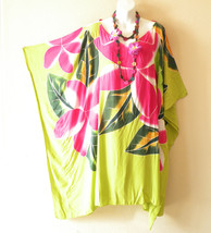 CM48 Floral Batik Midi 38&quot; Hand Painted Plus Women Kimono Kaftan Dress -... - £23.43 GBP