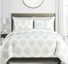 450 TC Cotton  Sateen Medallion 2 Piece Twin Duvet Cover Set in Sand New! - £31.19 GBP