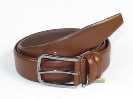 Men Cognac Genuine Leather Belt PIERO ROSSI Turkey Soft Full Grain #Cognac-A image 4